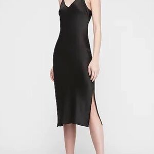 Express Satin Slip Dress. Black. Small.